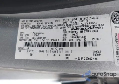 2019 Ford Fiesta Se from USA, damaged, VIN 3FADP4BJ2KM132015